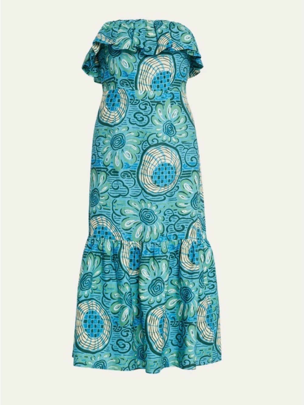 RHODE Teal & Turquoise Floral Off-Shoulder Maxi Dress